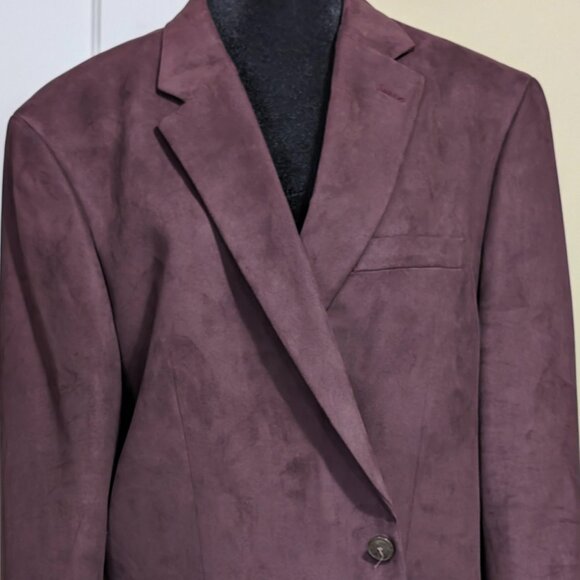 Nautica Men's Burgandy Modern-Fit Faux-Suede Sport Coat Suit Jacket Size 46L